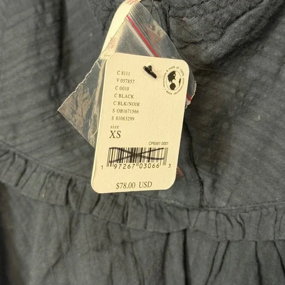 Free People Black Leave It To Me Ruffled Peplum Babydoll Cropped Top Women's XS - Picture 4 of 8